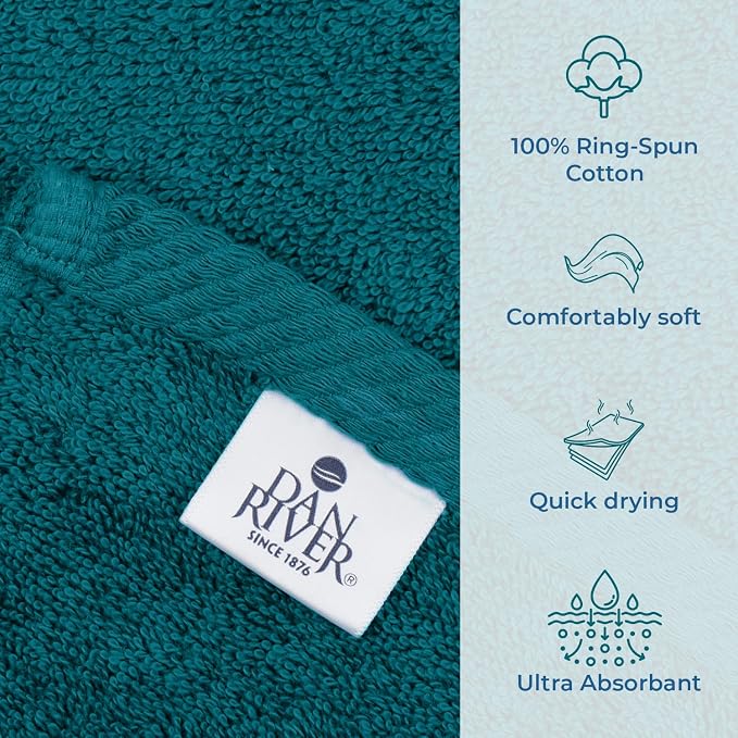 DAN RIVER Pack of 1 Jumbo Bath Sheet 40x80 Inches, Premium Oversized Towels for Adults, Super Soft and Quick Dry - Teal