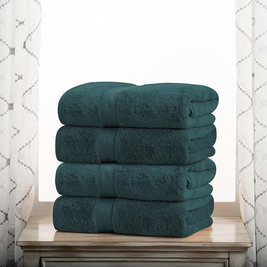 Superior Egyptian Cotton Plush & Absorbent, Bath Towel Set of 4, Teal | Quick Dry, Soft Luxury Towel Set, Bath Essentials for Bathroom, Guest Bath, Spa, 4 Piece Bath, Madeline Towels