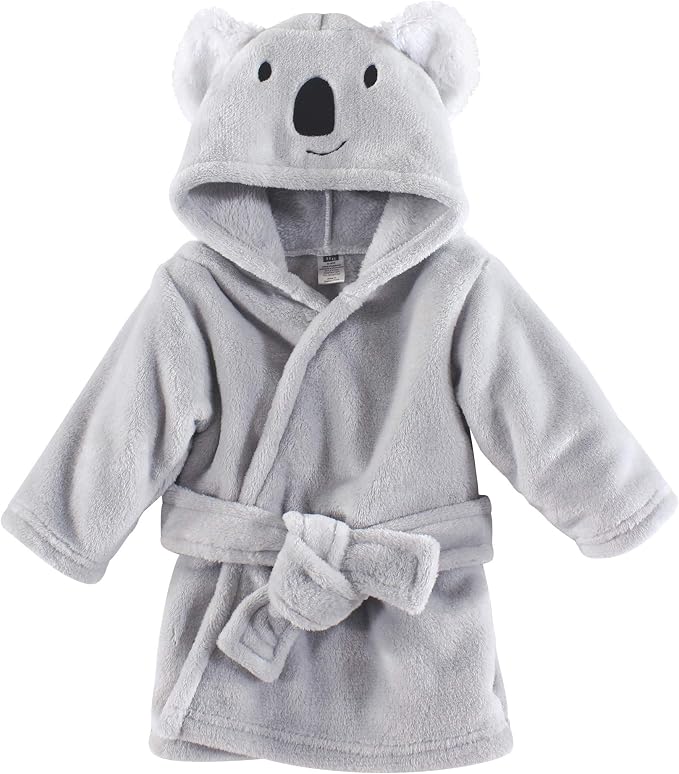 Hudson Baby Unisex Baby Plush Animal Face Bathrobe, Koala, 0-9 Months