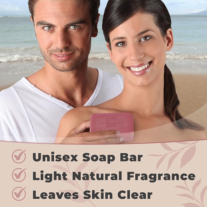 One With Nature Dead Sea Salt Sandalwood Soap 4oz 3-Pack – Purifying and Exfoliating Soap Bar with Dead Sea Minerals and Sandalwood for Face & Body, for Men & Women