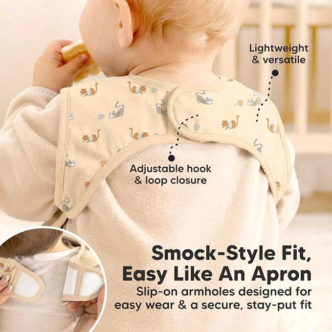 KeaBabies Waterproof Bibs for Baby Girl,Boy – 2-Pack Lightweight, Large Baby Bibs for Eating, Wearable Food Catcher, 6-12 Months Infant Feeding Essentials, Smock for Toddlers 1-3, Kids (Pets & Paws)