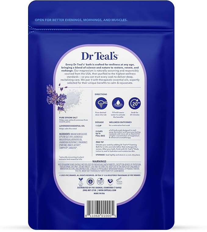 Dr Teal's Epsom Salt Soaking Solution, Soothe & Sleep, Lavender, 3lbs