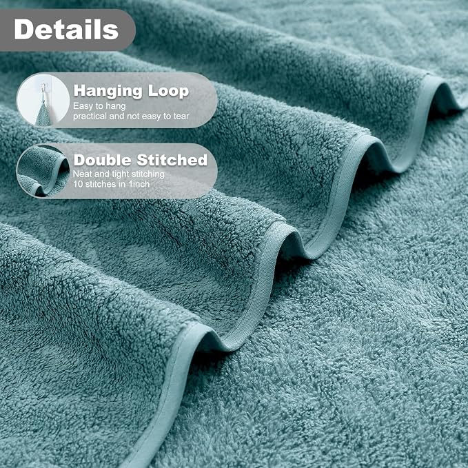 Smuge 18-Piece Bath Towel Set, Include 6 Bath Towel Sheets, 6 Hand Towels and 6 Washcloths - Highly Absorbent Quick Dry 100% Microfiber,Ultra Soft Bathroom Towel Set (Green Pine)