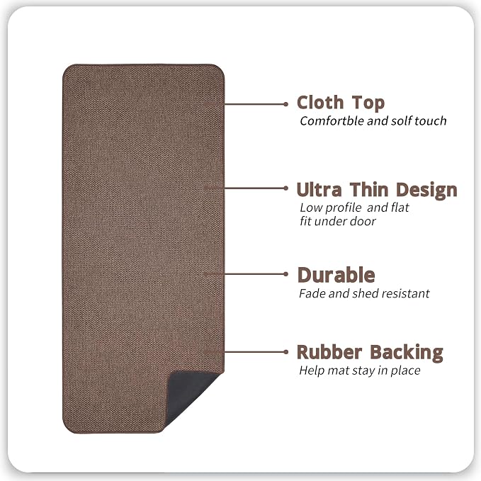 Bosap Bath Mat,Ultra Thin Bathroom Runner Rugs,Large Bath Mats for Bathroom,Quick Dry,Non-Slip,Machine Washable,Low Pile,Bath Rug,Shower Outside,Sink,Home Decor Accessories.Brown,3'x5'(36x60inch)