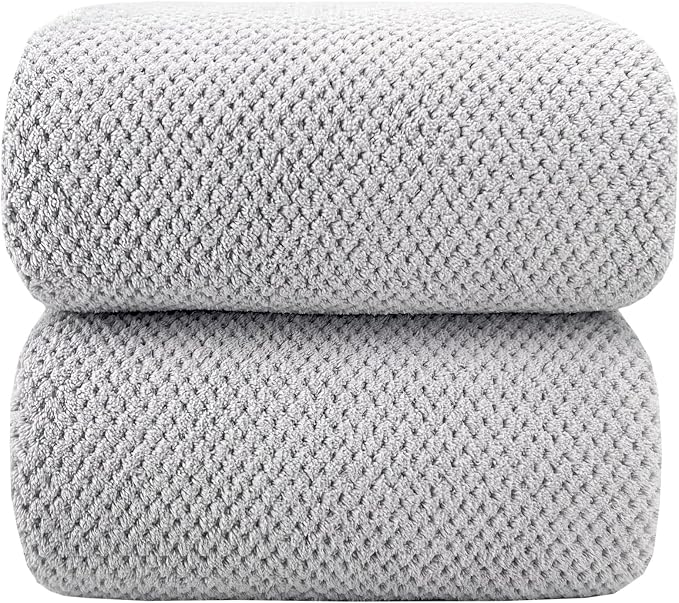 YTYC 39x78 Inch Oversized Bath Sheets Towels for Adults Luxury Bath Towels Extra Large Sets for Bathroom Super Soft Highly Absorbent Microfiber 80% Polyester (Silver Grey,2 Piece)