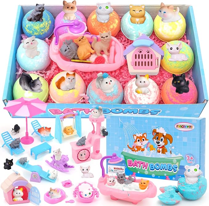 Bath Bombs for Kids with Surprise Inside Kids Bath Bombs with Toys for Boys Girls Handmade Fizzy Balls Bubble Bath Bomb Gift Set for Christmas New Year