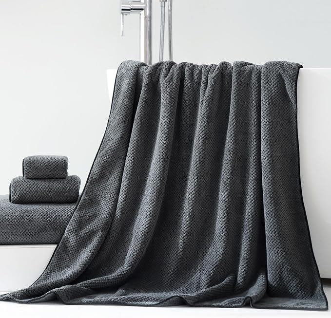 40x80 Inches Bath Sheets Towels for Adults Oversized Bath Towels Extra Large Luxury Super Soft Absorbent Quick Dry Microfiber (Charoal Grey,1PCS)