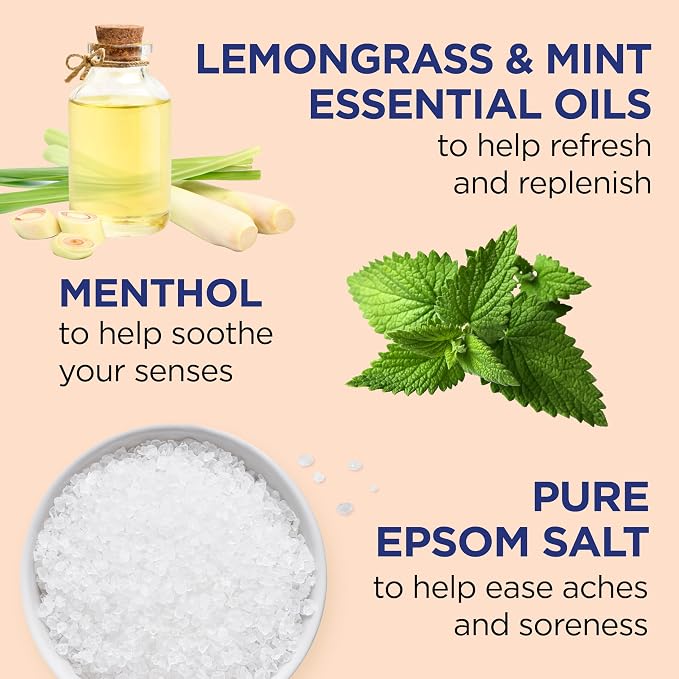 Dr Teal's Epsom Salt Magnesium Soak, Pre & Post Workout with Menthol & Essential Oils, 3 lbs (Pack of 4)