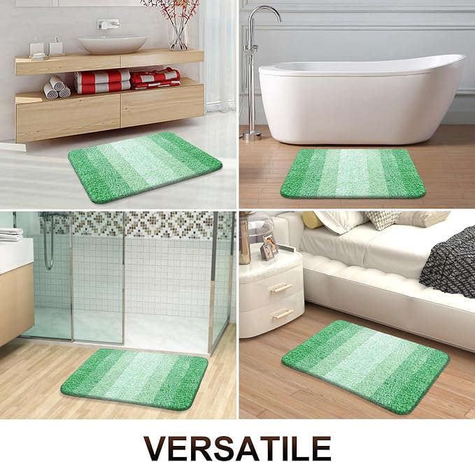 OLANLY Bathroom Runner Rugs Mat 59x20, Extra Soft Absorbent Microfiber Bath Rugs, Rubber Backing, Quick Dry, Washable Long Bath Mats for Bathroom Floor, Tub and Shower, Home Decor Accessories, Green