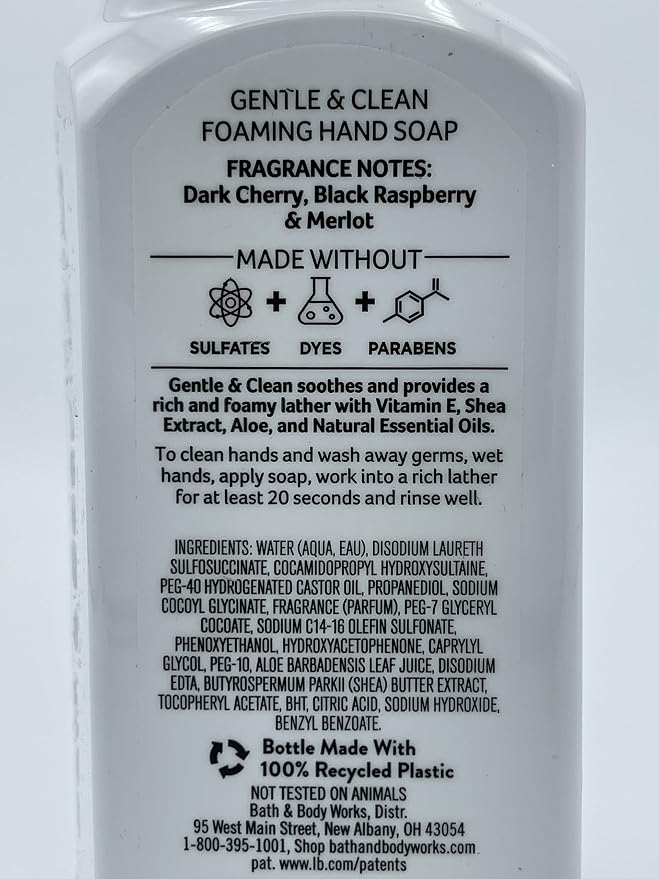 Bath and Body Works Gentle Foaming Hand Soap, Black Cherry Merlot 8.75 Ounce (2-Pack)