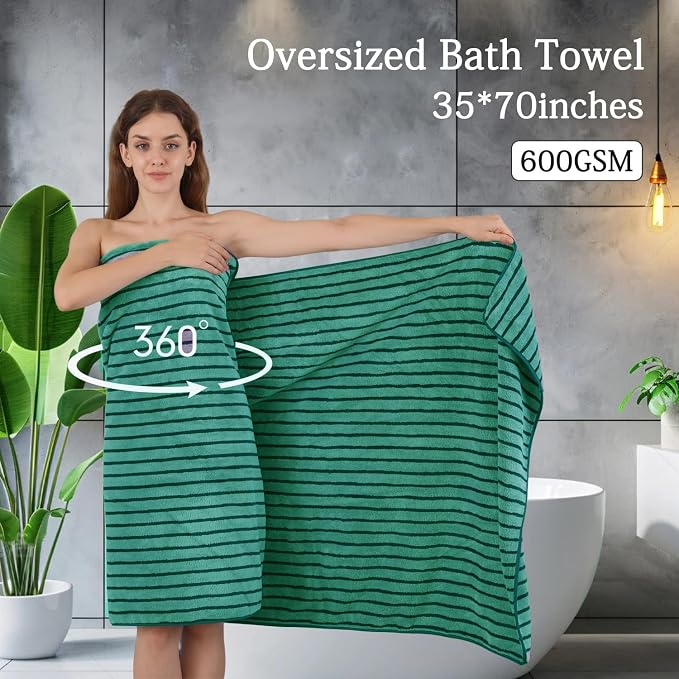 Mistyrose Bath Towels,4 Pack 35"x70" Large Bath Towels Microfiber Absorbent XL Bath Sheets Super Soft Towels for Bathroom Quick Dry Oversized Shower Towels for Family Hotel Spa Gym(Emerald Green)