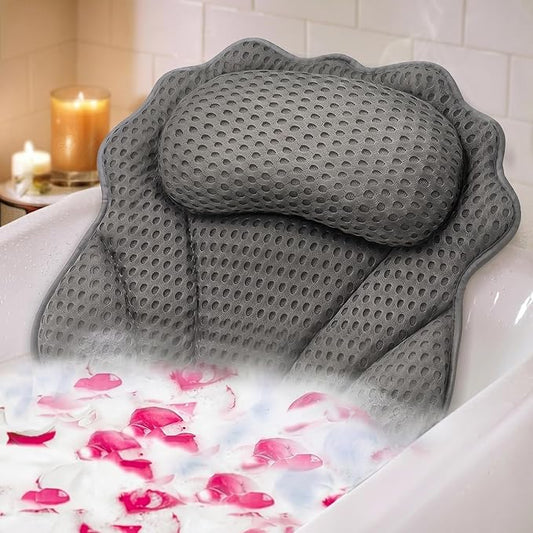 Bath Pillow RUVINCE Ergonomic Luxury Bathtub Pillow with Head,Neck, Shoulder and Back Support, 4D Bath Pillows for tub with 6 Powerful Suction Cups, Fits All Bathtub