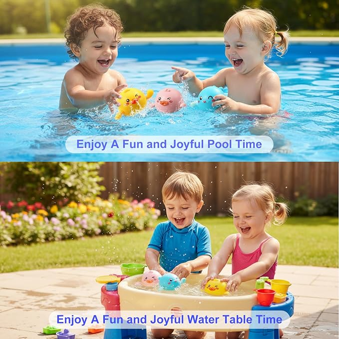 Bath Toys , Cute Swimming Penguin & Ducks Baby Bath Toys for Kids Ages 1-3, Water Pool Toys for Toddlers 1 Year Old Girl Boy Gifts, Water Table Toys, Infant Baby Bathtub Toys, 3 Pack