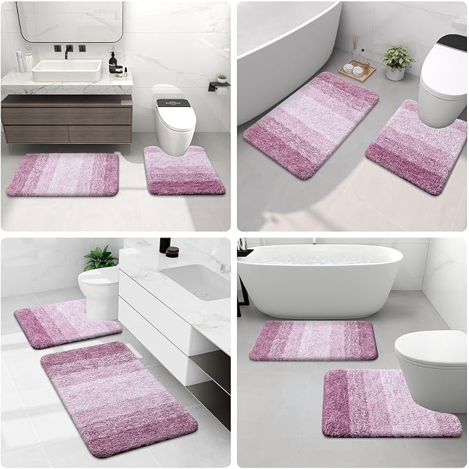 Arotive Microfiber Bathroom Rugs, Shaggy Soft and Absorbent Bath Rug, Thick Plush Machine Washable Dry Bath Mats for Bathroom, Tub and Shower, 36x24, Purple, Rectangular
