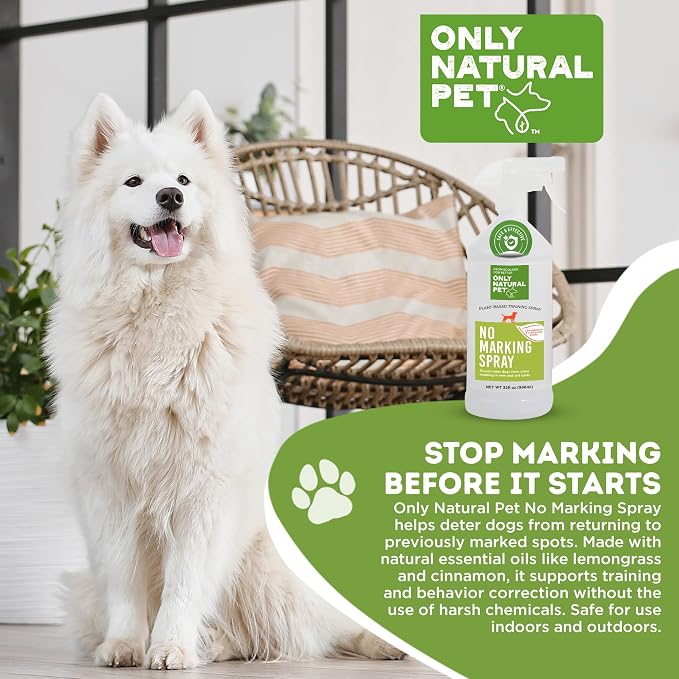 Only Natural Pet No Marking Spray & Deterrent for Dogs – Indoor & Outdoor Urine Prevention – Stain & Odor Eliminator – Potty Training Aid to Deter Peeing or Marking on Carpet & Furniture – 32 fl oz