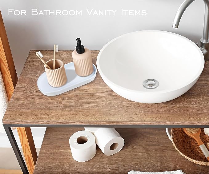 White Small Tray (10 inch), Oval Tray | Small Serving Tray for Countertop Organizer, Coffee Accessory , Soap, Perfume, Bathtub Bathroom Vanity Items