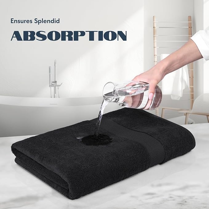 White Classic Luxury Soft Black Bath Sheet Towels - 650 GSM Cotton Luxury Bath Towels Extra Large 35x70 | Highly Absorbent and Quick Dry | Hotel Collection Extra Large Bath Towels Oversized, 2 Pack