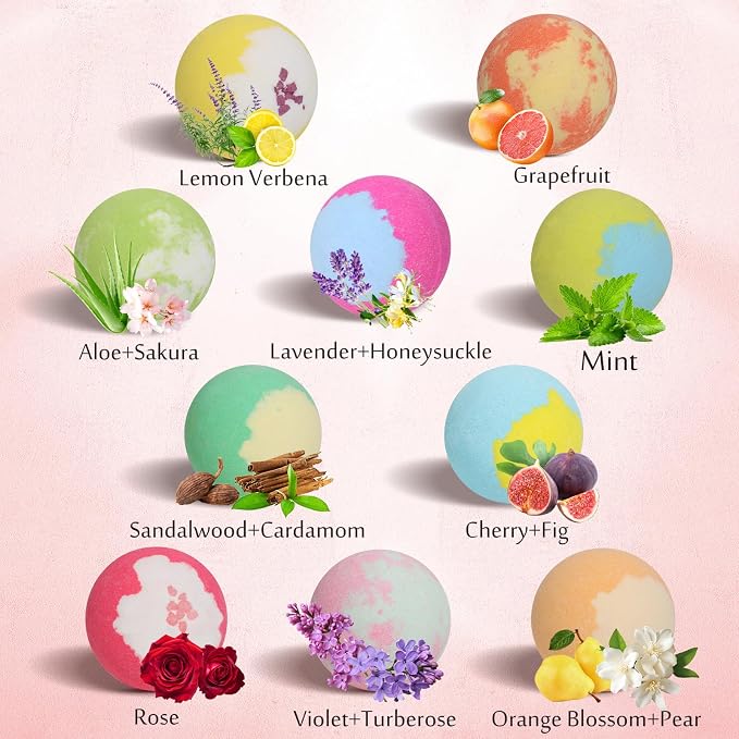 Bath Bombs for Women, 20 Bath Bombs Gift Set with Shea Butter Moisturizing & Essential Oils, Mothers Day Gifts for Mom, Women, Her/Him, Girlfriend, Wife, Birthday, Spa Relaxing Bubble Bath Fizzy Ball