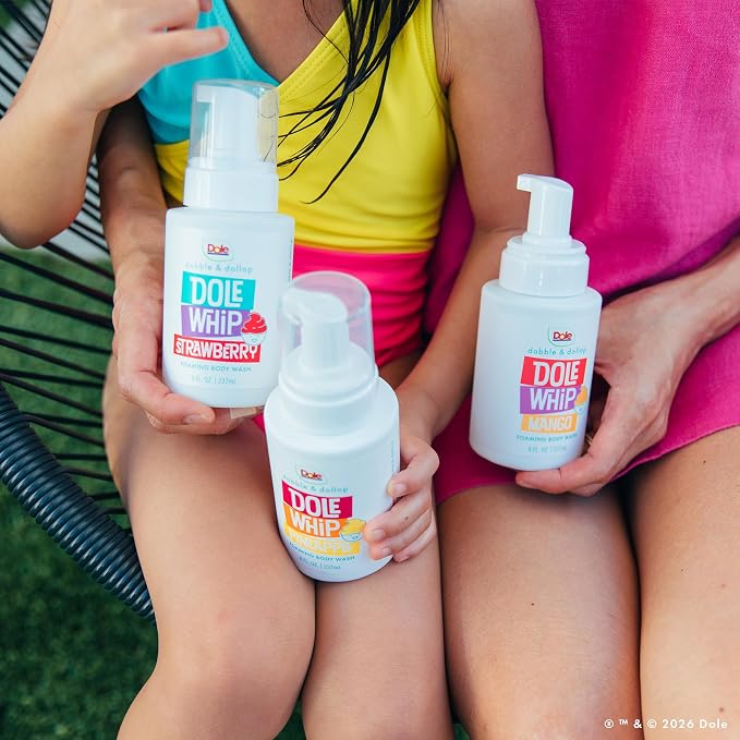 Dabble & Dollop Dole Whip® Foaming Body Wash Variety 3-Pack - Pineapple, Mango & Strawberry, Gentle Body Wash for Kids, Toddlers & Family, Sensitive Skin, Sulfate & Paraben Free (8 fl oz, Pack of 3)