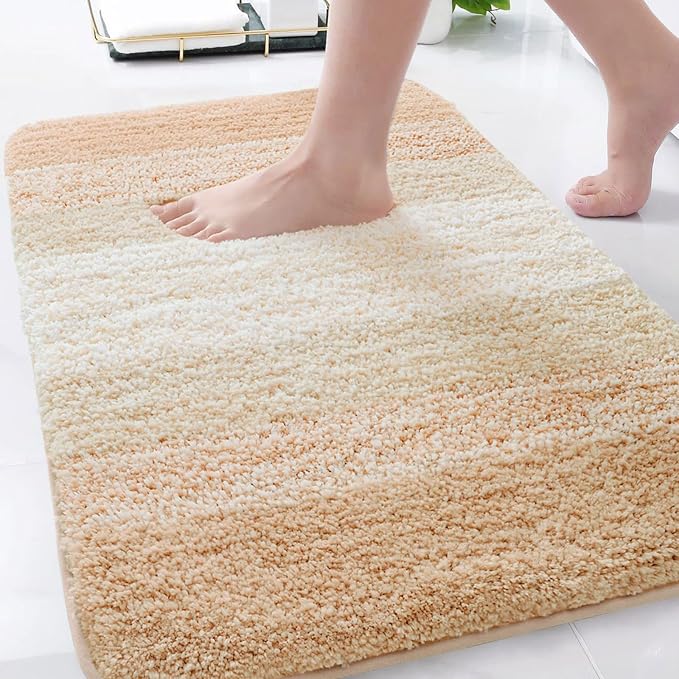 Arotive Microfiber Bathroom Rugs, Shaggy Soft and Absorbent Bath Rug, Thick Plush Machine Washable Dry Bath Mats for Bathroom, Tub and Shower, 34x21, Beige, Rectangular