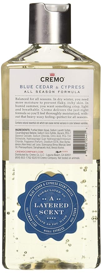 Cremo Body Wash for Men, Rich-Lathering Cypress and Cedar, 16 Fl Oz (Pack of 2)