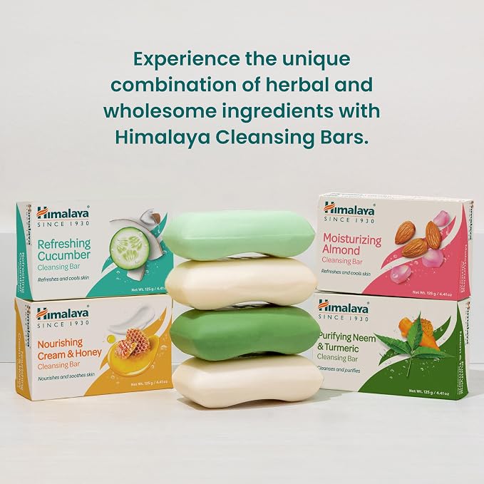 Himalaya Moisturizing Almond Cleansing Bar Soap, Almond Soap Bars for Face and Body, Face Soap Bar, Face Wash Bar, Bath Soaps, Soft Skin, Moisturize Skin, Revitalize and Rejuvenate, 4.41 oz, 3 Pack