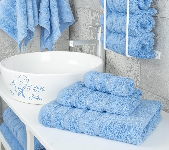 American Soft Linen 100% Cotton Luxury Turkish Towels, 3 Piece Towel Set | Soft Absorbent Quick Dry OEKO Tex Standard 100 Certificated Durable Machine Washable Breathable Premium Hotel Quality