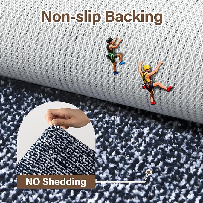 Bathroom Rugs 48x17 Non Slip Washable, Bath Mat for Bathroom Floor Tub, Soft Absorbent Quick Dry Mats for Shower, Bathtub,Home Decor(Dark Blue)