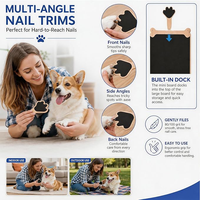 Dog Scratch Board Large Scratching Pad Multi-Functional Trimming Tool Alternative to Dog Nail Clippers and Pet Grinders Pet Nails Care for Dogs&Cats,Interactive Grooming Tool