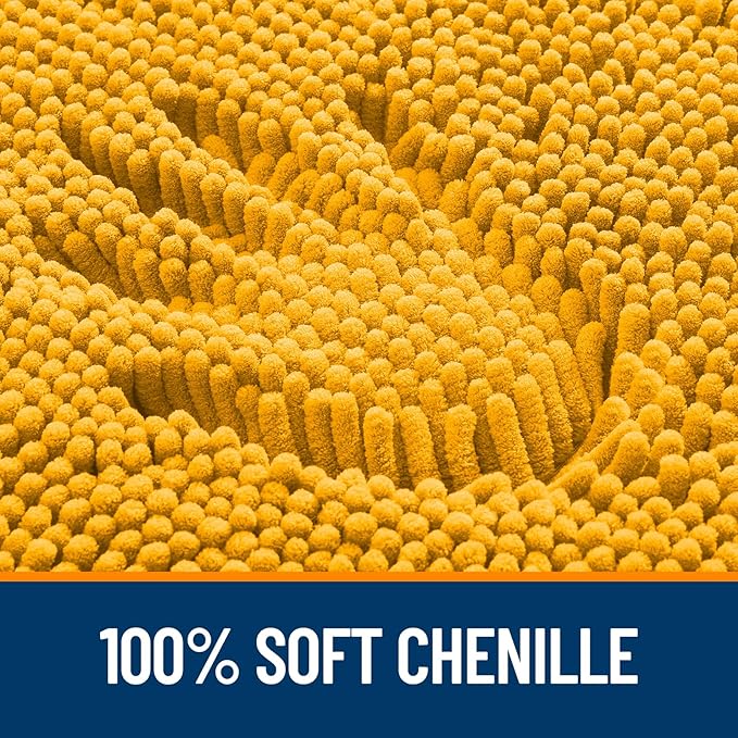 OLANLY Toilet Rugs U-Shaped 24x20, Extra Soft Absorbent Chenille Contour Bathroom Rugs for Toilet, Dry Quickly, Machine Washable, Non-Slip Bath Mat, Golden Yellow