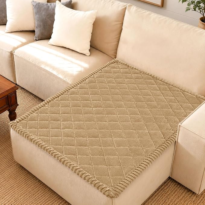 Smiry Couch Cover for Dogs, Non Slip Washable Pet Sofa Protector for Large Dogs, Cats, Fuzzy Plush Sofa Covers for Sectional Sofa, Against Fur, Dirt & Scratch Resistant, Camel, 43"×82.7"