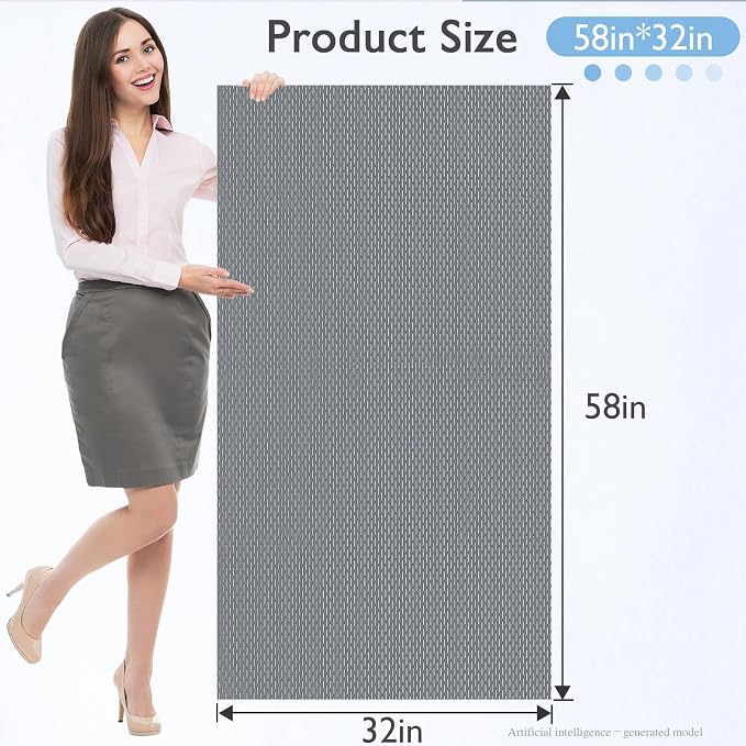 Extra Large Non-Slip Shower Mat, Fast-Dry PVC Bath Stall & Tub Mat, Drain-Hole Design,for Shower Stall Tub for Elderly/Kids，Non Slip Bathroom Safety Accessory，Gray 32"x58"