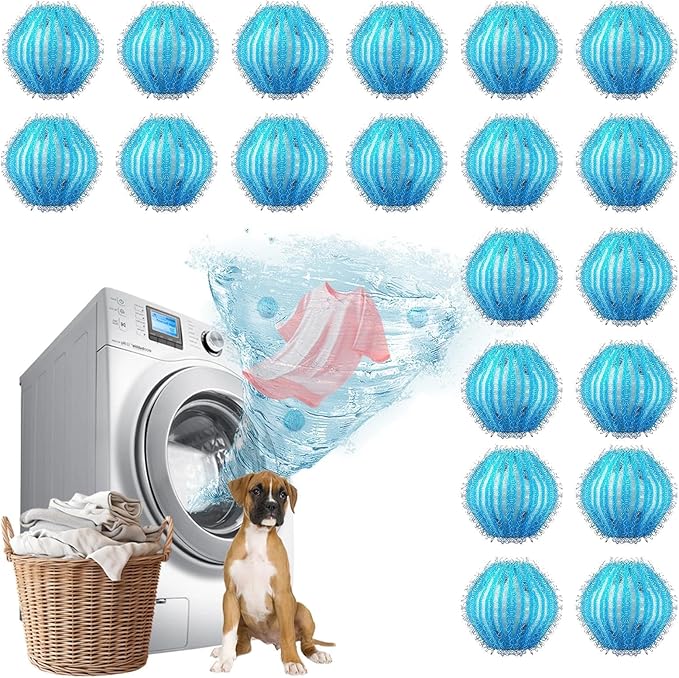 20Pcs Pet Hair Remover for Laundry - 1.4 inch Mini Ball Lint Traps for Washing/Dryer Machine, Effective Cat Dog Laundry Pet Hair Catcher for Clothes, Sheets, Towels, Not Damage Fabric