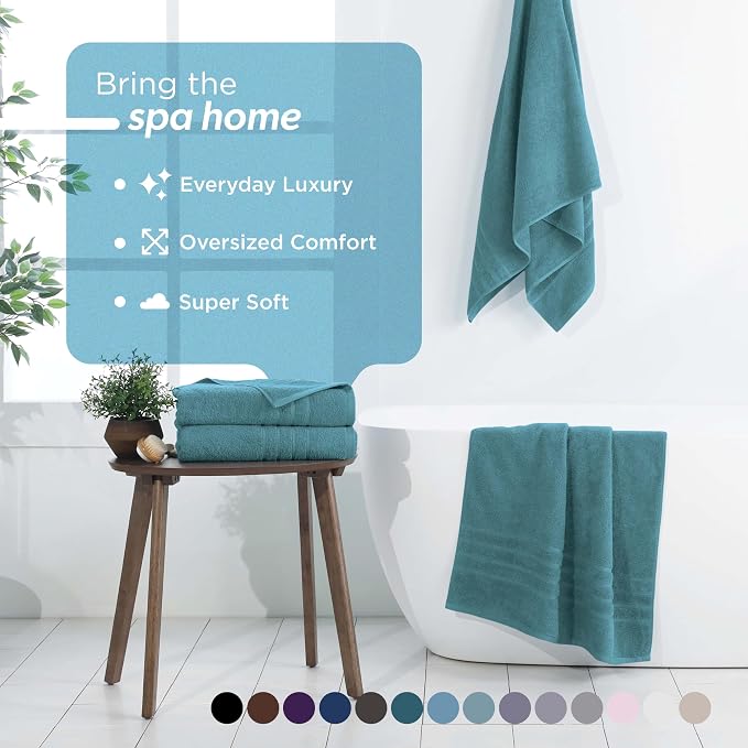 Martex 2-Pack Ultimate Performance Bath Sheet Set, Larkspur Teal, 33" x 65" | 100% Cotton, Extra Large Bath Towels, Super Absorbent, Low-Linting, Supersoft