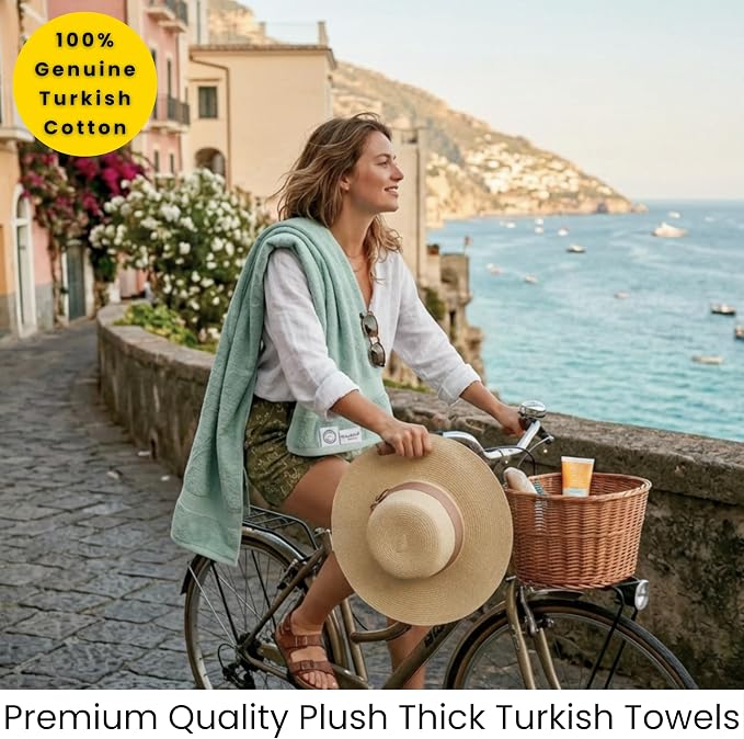 SALBAKOS 2-Piece 100% Turkish Cotton Extra Large Bath Towel 35x70 inch | Premium Hotel Quality Bath Sheet Towels | Thick, Soft, Absorbent, Oversized Bath & Beach Towels (Seafoam Green, 2 Bath Sheets)