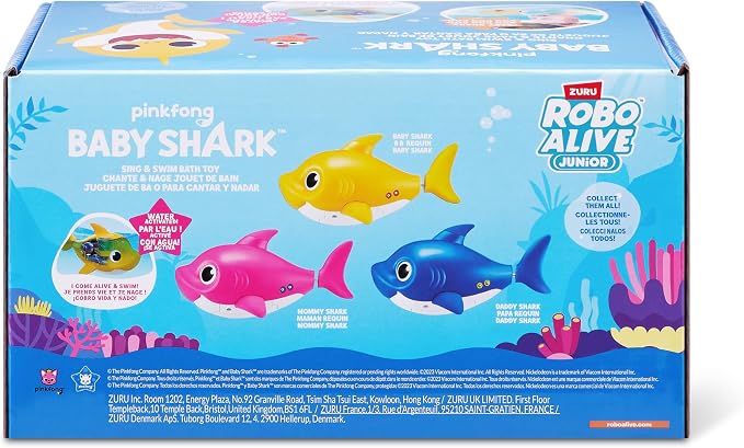 Robo Alive Junior Baby Shark New Silicon Fins Version Singing and Swimming Baby Shark (Yellow) by ZURU