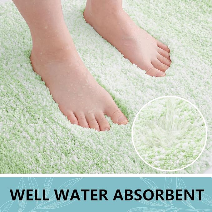 Arotive Microfiber Bathroom Rugs, Shaggy Soft and Absorbent Bath Rug, Thick Plush Machine Washable Dry Bath Mats for Bathroom, Tub and Shower, 59x24, Sage Green, Rectangular