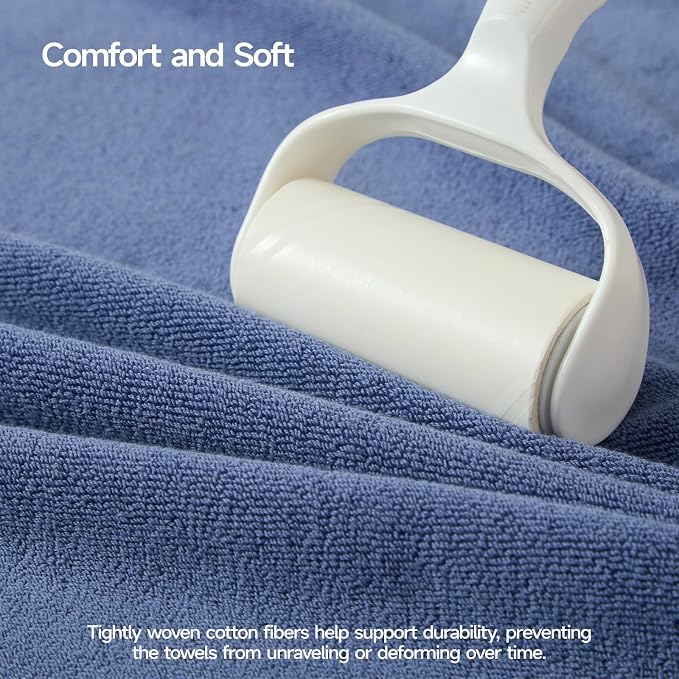 ecolook Bath Towels Set of 4, 100% Cotton, 27 x 55 Inches, Quick-Drying & Absorbent, Lightweight, Soft Towels for Bathroom,Shower,Spa, Gym & Hotel, Dark Blue