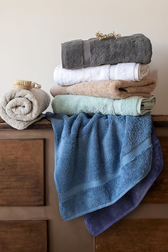 SALBAKOS 100% Turkish Cotton Bath Towels | 4 Piece Turkish Bath Towels Gray 27x54 Standard Size | Premium Hotel Quality, Super Absorbent, Thick, Plush Turkish Towel - Made in Turkey (Gray Pack of 4)