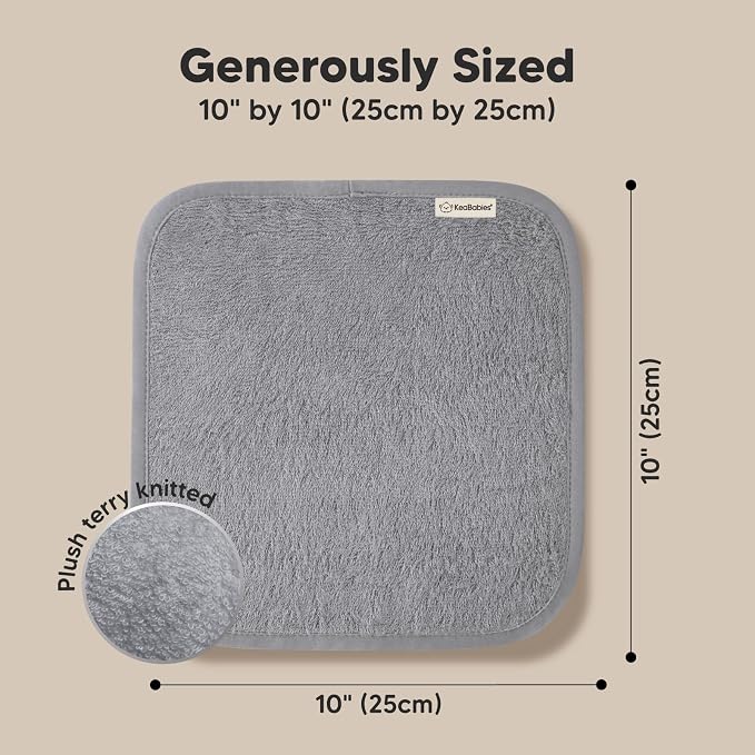 6-Pack Baby Washcloths, Soft Absorbent Washcloths for Face, Body(Cool Gray) | Viscose from Bamboo Washcloths, Baby Towels, Newborn, Kids, Toddlers, Infant, Gentle on Sensitive Skin, 10x10, Reusable