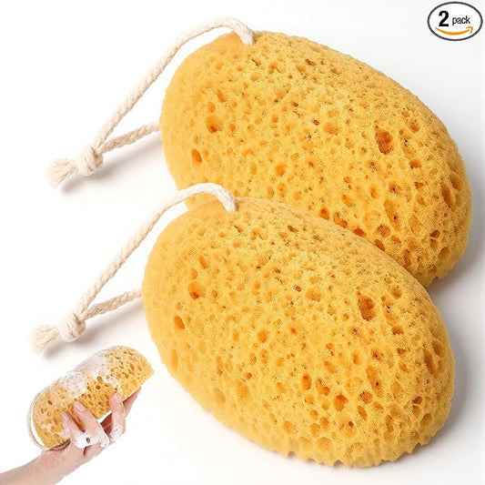 2Pcs Shower Sponge for Body, Bath Sponges Body Wash Scrubber Soft Exfoliating Sponge Face Scrubber Puff Reusable Face Washing Foam for Women Men Gentle & Deep Cleaning