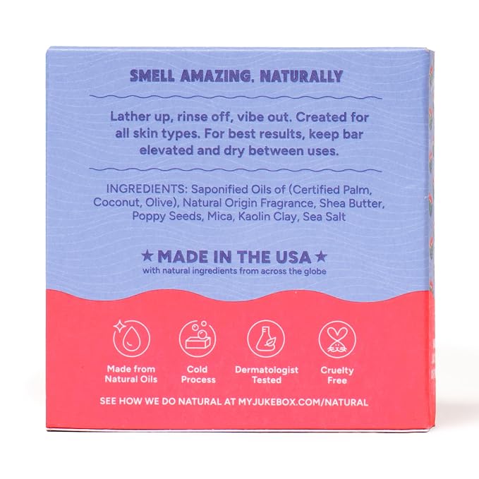 JUKEBOX Natural Women’s Bar Soap – Creamy Lather – Shower & Bath Soap, Crafted Using Cold Process With Natural Oils – No Harsh Ingredients – Watermelon Rush, 5oz (3-Pack)