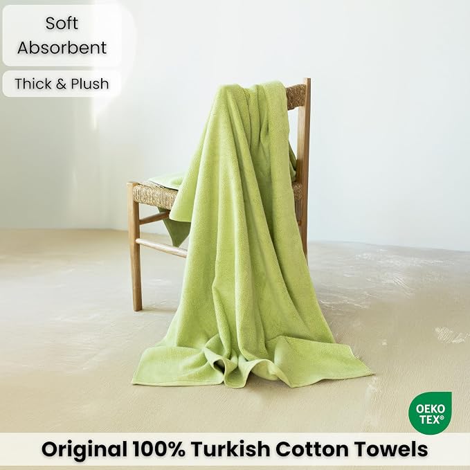 SALBAKOS Luxury 100% Turkish Cotton 40x80 in Extra Large Beach & Bath Towels | Oversized Bath Sheets | Premium Hotel Quality Thick Soft Absorbent Turkish Towel (Pack of 1, Green, Jumbo Bath Sheet)