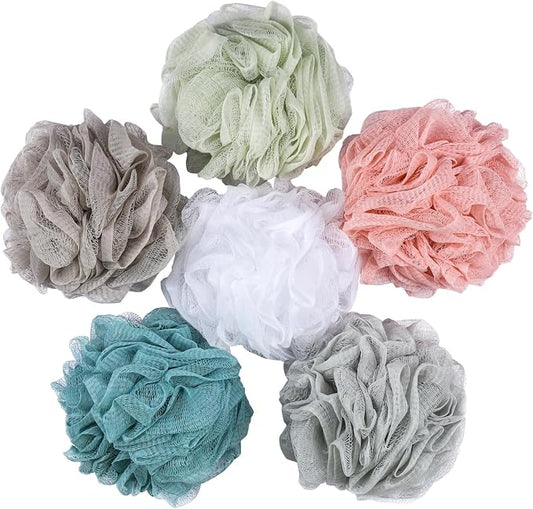 BTYMS 6 Pcs Shower Pouf 60g Bath Loofah Shower Sponge Loofahs Exfoliating Mesh Puff Body Wash Sponge