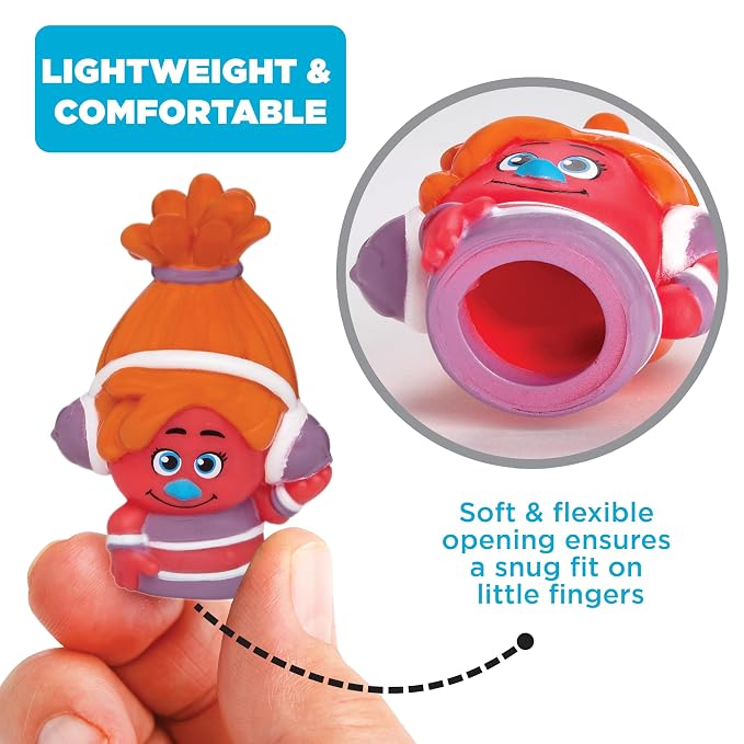 NBC Universal Trolls Bath Finger Puppets, 10 Pc - Party Favors, Educational, Bath Toys, Story Time, Beach Toys, Playtime, Stocking Stuffer