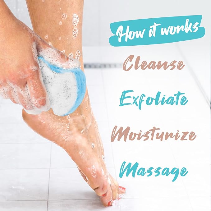 Spongables Pedi Scrub Foot Exfoliating 20+ Wash Sponge, Ocean Breeze, 3 Count