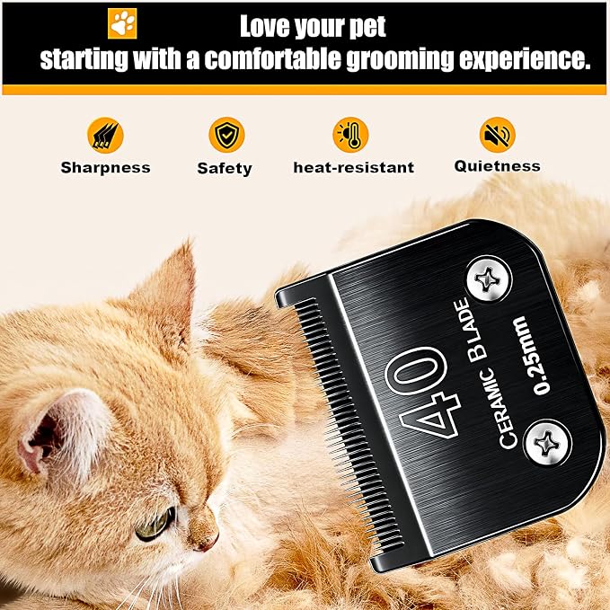 3Pcs Dog Grooming Clipper Blades Replacement for Andis Dog Clipper | Dog Clipper 40 Blades Compatible with Most Oster A5 Wahl KM Series Pet Clippers,Black