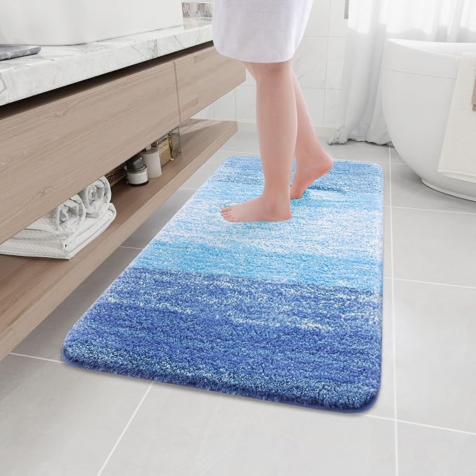 Arotive Microfiber Bathroom Rugs, Shaggy Soft and Absorbent Bath Rug, Thick Plush Machine Washable Dry Bath Mats for Bathroom, Tub and Shower, 44x24, Light Royal Blue, Rectangular