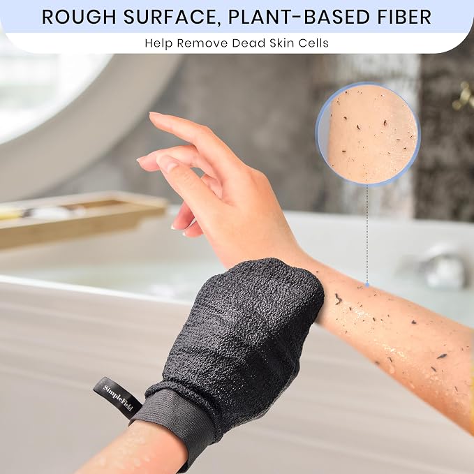 SimpleField Korean Exfoliating Mitt for Remove Dead Skin. 100% Viscose Deep Kessa Exfoliating Glove for Body Scrub, Keratosis Pilaris and Self Tanning Removal. Easily Smooth Skin Surface. (1 Piece)