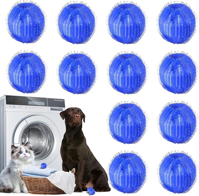12Pcs Pet Hair Remover for Laundry, 2026 Reusable Dog & Cat Hair Remover, Efficient Debris, Hair Cleaner, Pet Hair Catcher for Clothes, Bedding, Washing Machine Hair Catcher (Large)